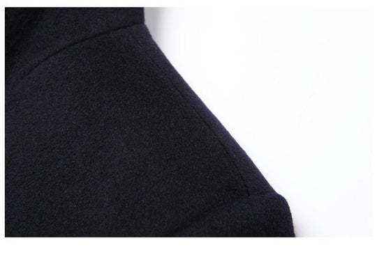 Men’s Warm Wool Coat - Single-Breasted Mid-Thigh, Winter
