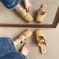 French-style vintage closed-toe flat, PVC, everyday wear – Plush women's slippers