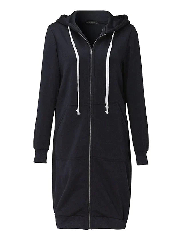 Cozy Warm Women’s Zip-Up Hoodie - Longline, For Cold Days