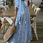Light Women's Dress - Bohemian Print, V-Neck, Long Sleeves, Mid Waist, Casual Regular Wear