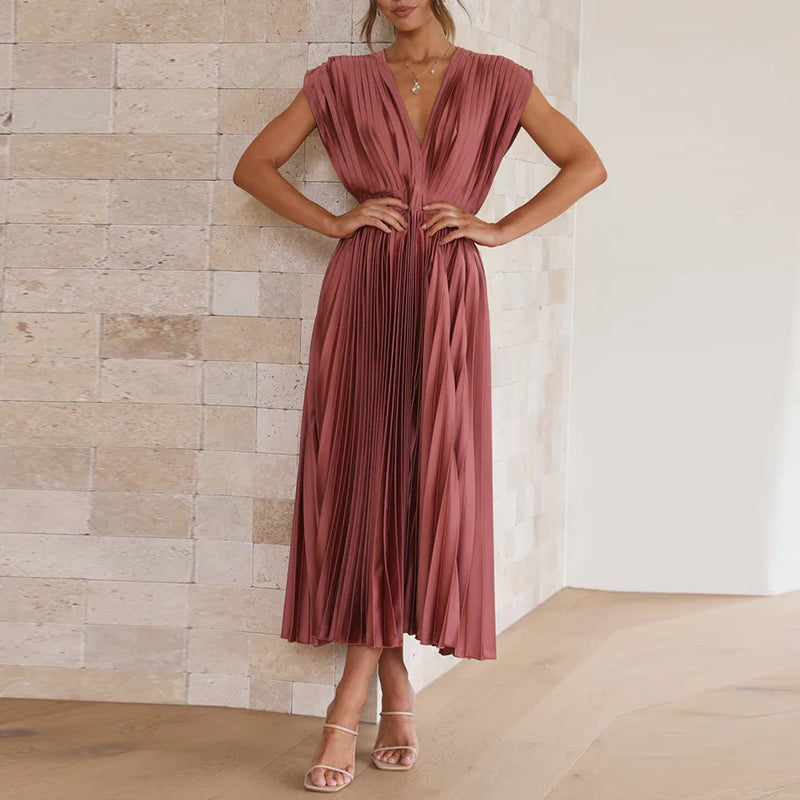 Variant image for Elegant V-Neck Women's Dress in Luxurious Fabric, Versatile Cocktail and Formal Dress for Day-to-Night Wear-9