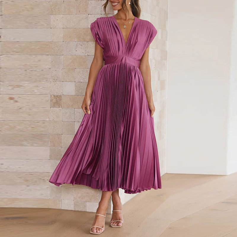 Variant image for Elegant V-Neck Women's Dress in Luxurious Fabric, Versatile Cocktail and Formal Dress for Day-to-Night Wear-16