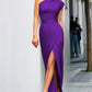 Variant image for Elegant Black Evening Dress with Asymmetrical Slit and Split Neck Design - Formal Wedding Guest Gown-31