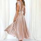 Elegant V-Neck Women's Dress in Luxurious Fabric, Versatile Cocktail and Formal Dress for Day-to-Night Wear-5