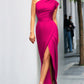 Variant image for Elegant Black Evening Dress with Asymmetrical Slit and Split Neck Design - Formal Wedding Guest Gown-37