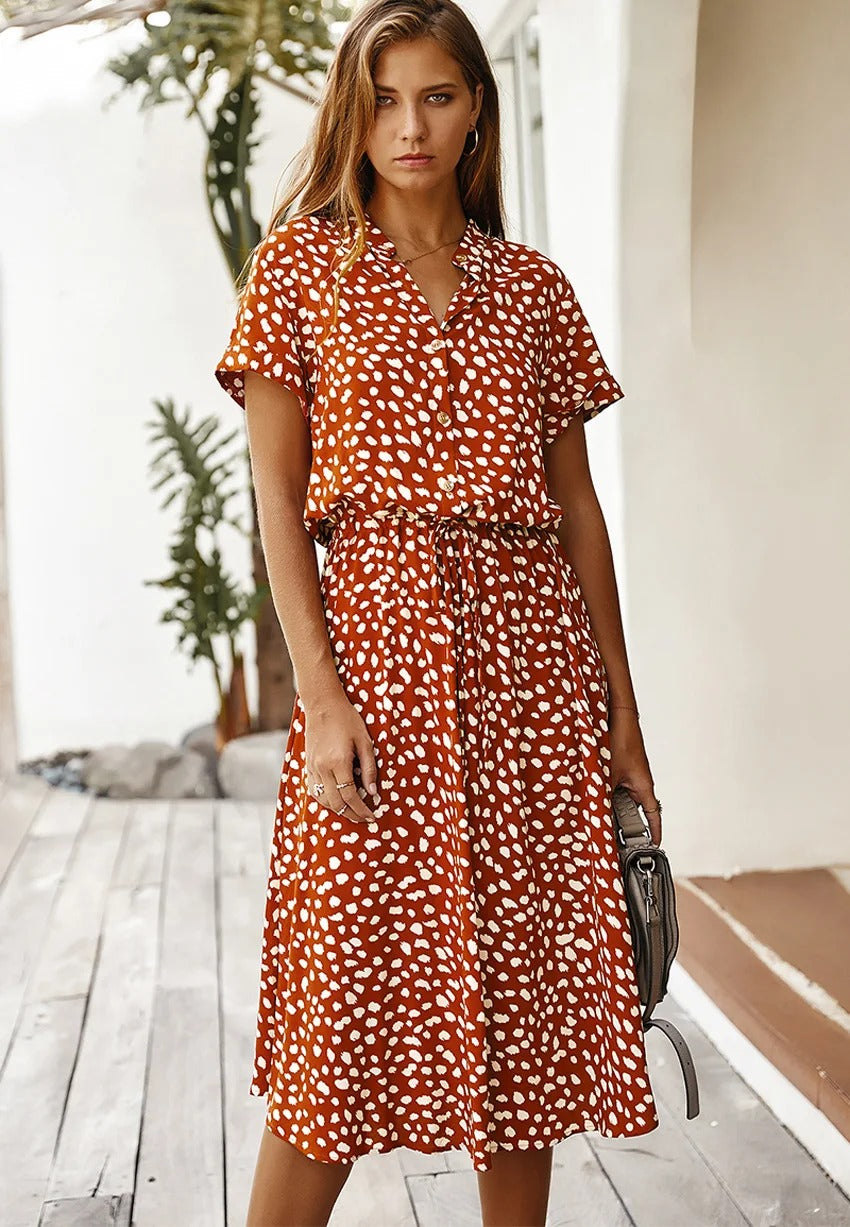 Elegant Women's Dress, Flattering Cut Knee-Length Formal Dress in Luxurious Soft Fabric for All Occasions-3