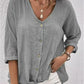 V-Neck Button-Up Women's Top - Lightweight Blouse for Women, Versatile Casual Elegance, Flattering Fit, Sizes S-3XL-5