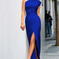 Variant image for Elegant Black Evening Dress with Asymmetrical Slit and Split Neck Design - Formal Wedding Guest Gown-19