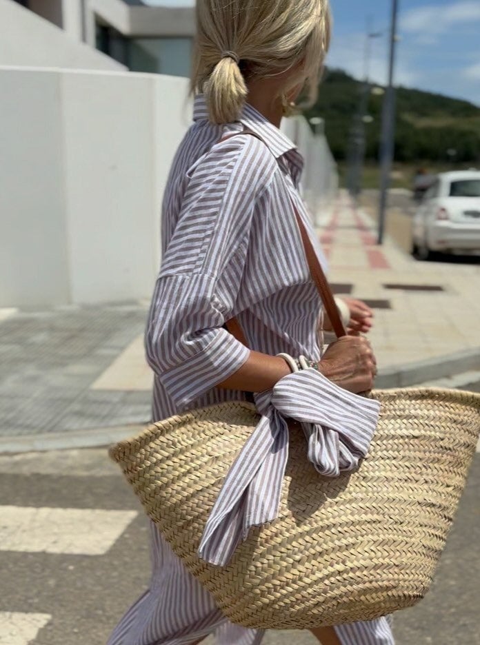 Variant image for Classic Striped Women's Dress with Lace Trim, Elegant Summer Dress for Versatile Styling-19