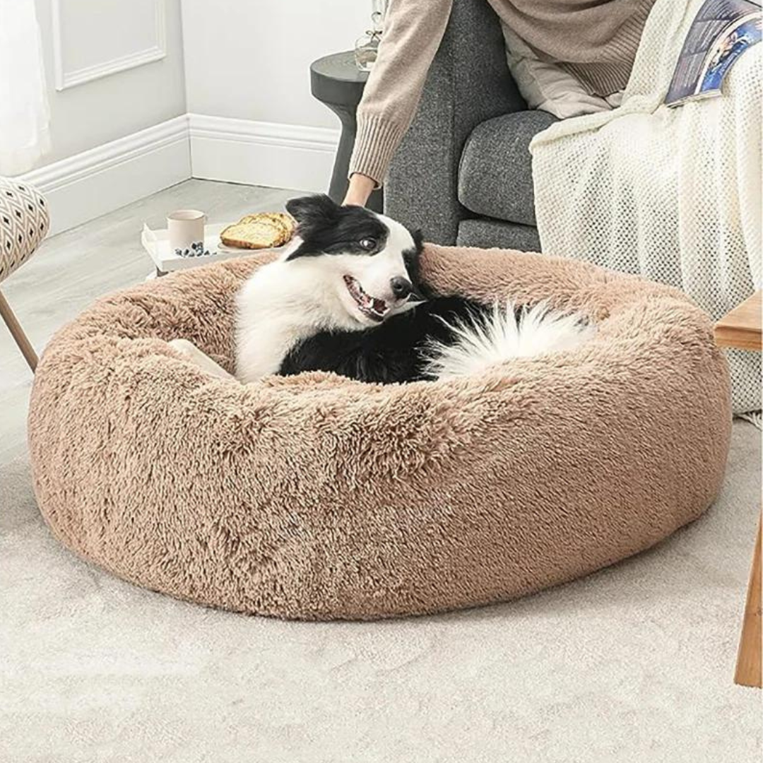 Dog Calming Bed Ultra Plush Cozy Nest With Raised Rim For Relaxing Sleep Fall 2025 Gift Idea