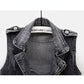 Women's Fitted Denim Vest - Moto Crop, Distressed, Casual