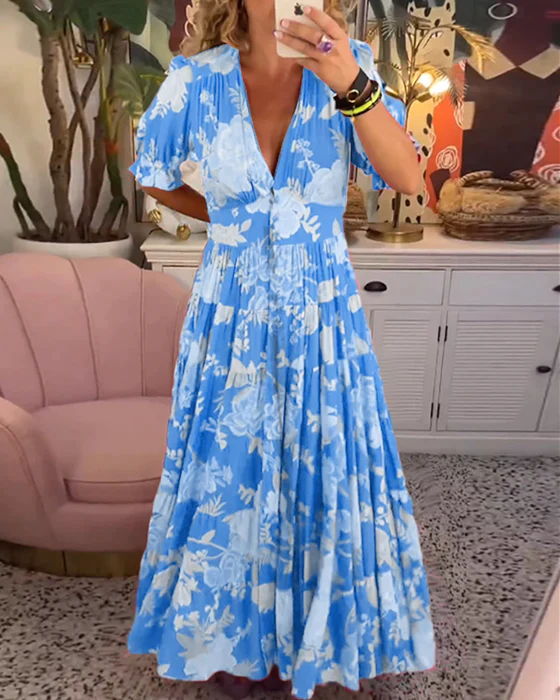 Elegant Floral Wedding Guest Dress - Tailored Silhouette, Versatile Formal Dress for Special Occasions, Available in Multiple Sizes and Patterns-5