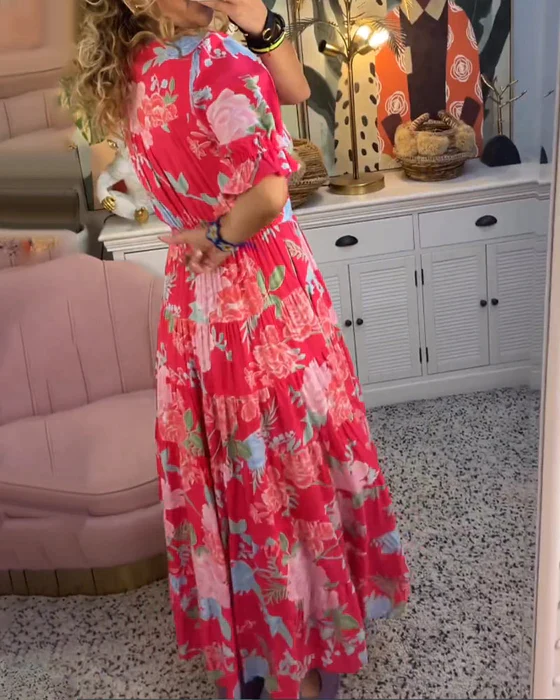 Elegant Floral Wedding Guest Dress - Tailored Silhouette, Versatile Formal Dress for Special Occasions, Available in Multiple Sizes and Patterns-4
