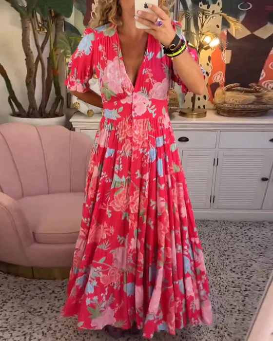 Variant image for Elegant Floral Wedding Guest Dress - Tailored Silhouette, Versatile Formal Dress for Special Occasions, Available in Multiple Sizes and Patterns-1