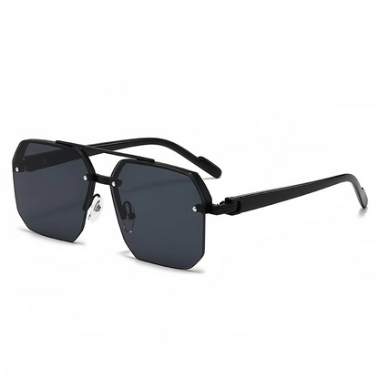 Retro Oversize Polygon Square Metal Sunglasses for Men & Women, UV400 Fashion Gradient Shades