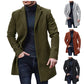 Refined Warm Men's Tweed Coat - Medium-Length Polyester
