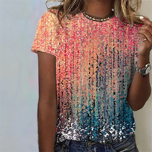 Variant image for Stylish Color Gradient T-Shirt for Men, Short Sleeve Round Neck Cotton-Polyester Blend Graphic Tee-1