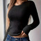 Plush Women’s Long Sleeve Top - Fitted Crew, Brushed Knit