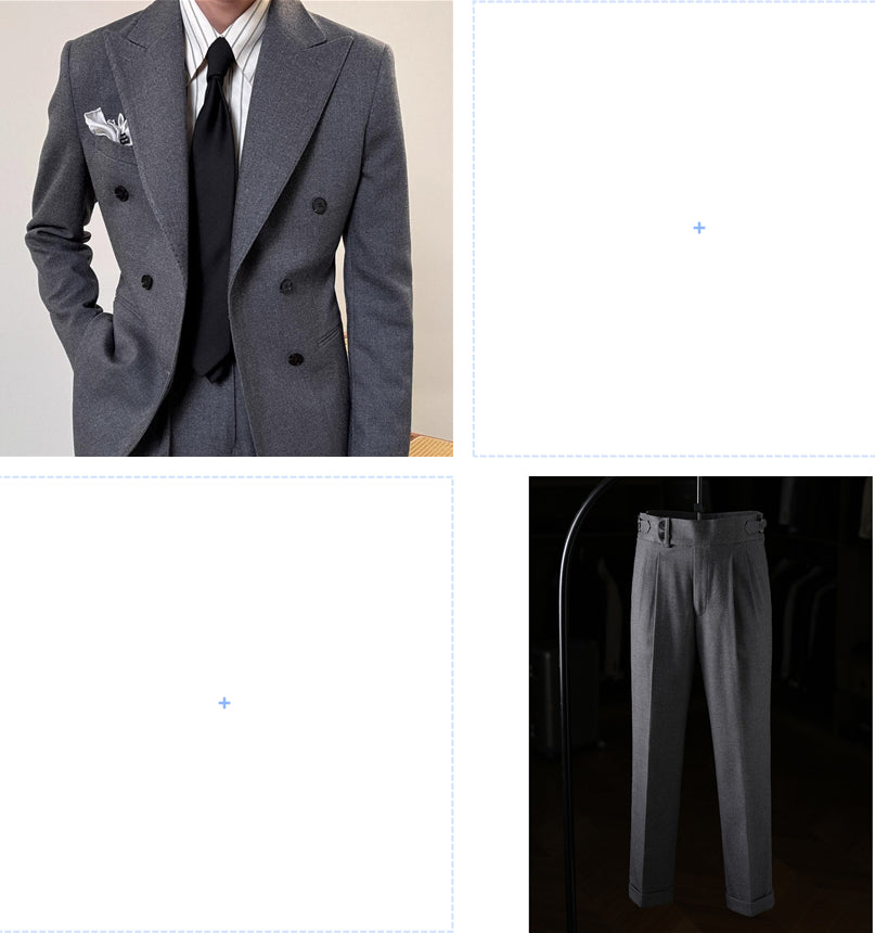 Light men's suit - timeless double-breasted Italian cut, for business, office-ready