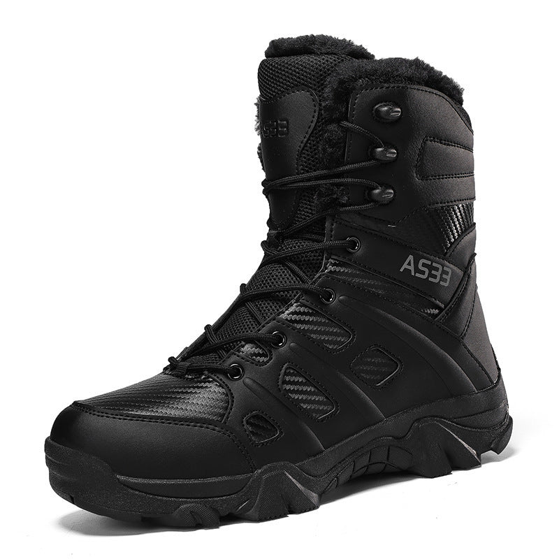 Anti-Slip Men's Snow Boots - High-Top Platform, Faux Fur