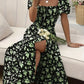 A-Line Floral Summer Dress with Puffed Sleeves for Women - Lightweight Formal Wedding Guest Dresses in Yellow, Green, Pink, Blue-5