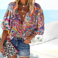 Mandala Printed Women's Shirt in Soft Knitted Fabric, Relaxed Fit for Autumn and Winter-1