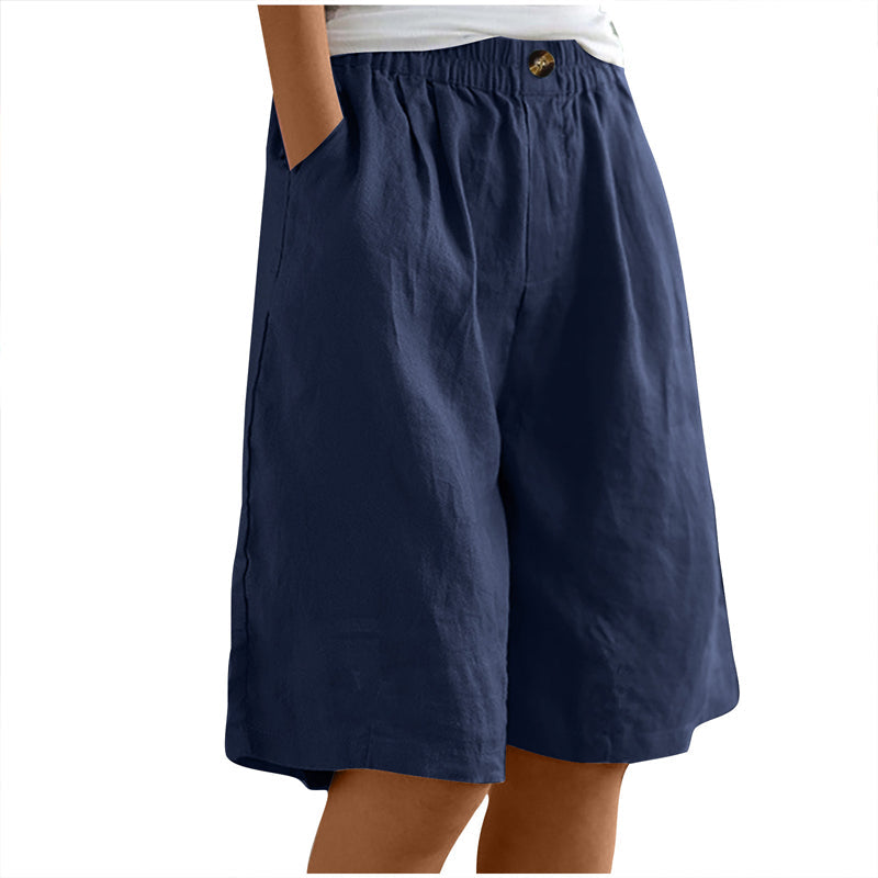 high-waisted, loose-fit with pockets, cotton, for casual summer days – Light women's shorts