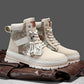 Men's Warm High-Top Boots - Lace-Up Leather Fabric, Winter