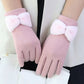 Women Warm Gloves - Bow Cuff, Fleece Lined, For Winter