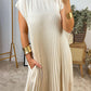 Elegant Sleeveless Pleated Womens Dress in Solid Color - Versatile Summer Wedding Guest or Cocktail Formal Dress-5
