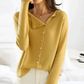 Plush Women's Button Sweater- Asymmetric Slouchy Brushed Knit