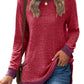 Plush Relaxed Women’s Long Sleeve Pullover - Round Neck Tunic, Cotton Cashmere Knit, Pocketed Mid Length Top For Casual Wear