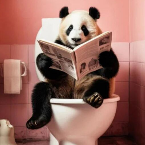 Monkey Animal Panda Toilet  Painting Art DIY Embroidery