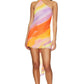 Silk Mini Dress for Women in Tropical Sunset Design, Lightweight Summer Dress for Beach and Evening Events-4