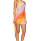 Silk Mini Dress for Women in Tropical Sunset Design, Lightweight Summer Dress for Beach and Evening Events-5