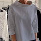 Variant image for Elegant Women's Blouse with Loose Turtleneck, Cotton-Polyester Blend Long Sleeve Top for Summer and Autumn-28