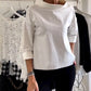 Elegant Women's Blouse with Loose Turtleneck, Cotton-Polyester Blend Long Sleeve Top for Summer and Autumn-3