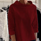 Variant image for Elegant Women's Blouse with Loose Turtleneck, Cotton-Polyester Blend Long Sleeve Top for Summer and Autumn-37