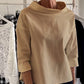 Variant image for Elegant Women's Blouse with Loose Turtleneck, Cotton-Polyester Blend Long Sleeve Top for Summer and Autumn-31