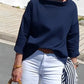 Variant image for Elegant Women's Blouse with Loose Turtleneck, Cotton-Polyester Blend Long Sleeve Top for Summer and Autumn-43