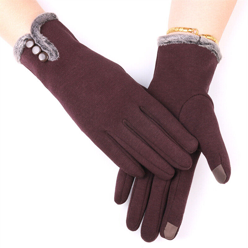 Women’s Insulating Gloves - Fitted Faux Fur Cuff, Cashmere