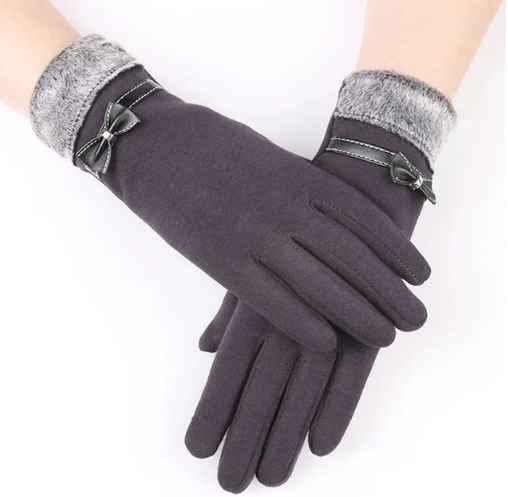 Women’s Insulating Gloves - Fitted Faux Fur Cuff, Cashmere