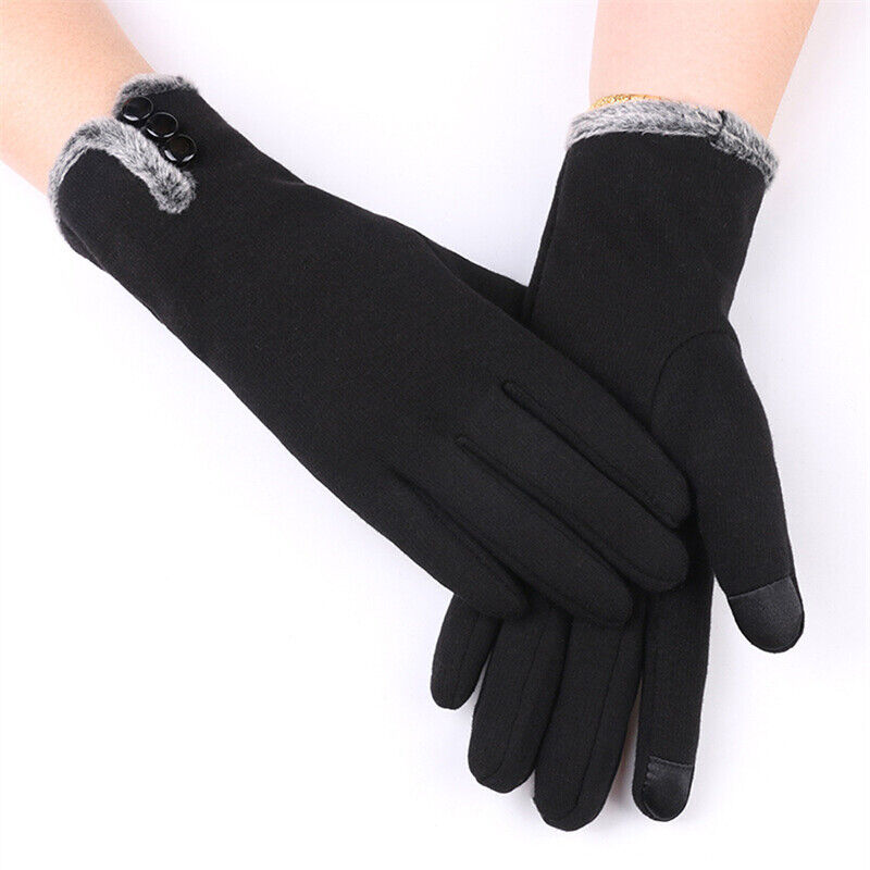 Women’s Insulating Gloves - Fitted Faux Fur Cuff, Cashmere
