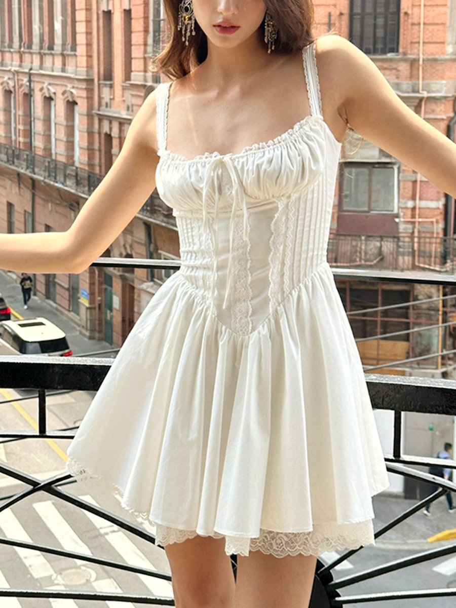 Elegant Lace Corset Women's Dress, Knee-Length Formal Cocktail Dress with Structured Fit for Special Occasions-3