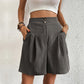 Elegant Women's Shorts with Pockets, Breathable Cotton-Polyester Blend for Spring/Summer Fashion-5