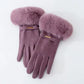 Women's Insulating Gloves - Fur Cuff, Suede, For Commuting