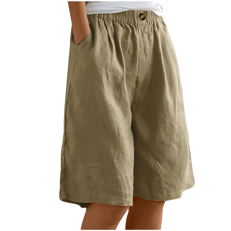 high-waisted, loose-fit with pockets, cotton, for casual summer days – Light women's shorts