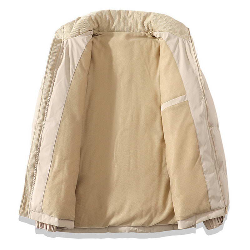 Unisex Insulating Puffer Coat - Stand Collar, Cotton