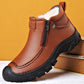 Mens Warm Ankle Boots - Zip Closure, PU Leather, Winter