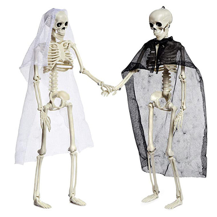 Plastic Halloween Skeleton Couple Props Wedding Veil Decor